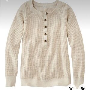 L.L.Bean Cream waffle henley sweater in XS